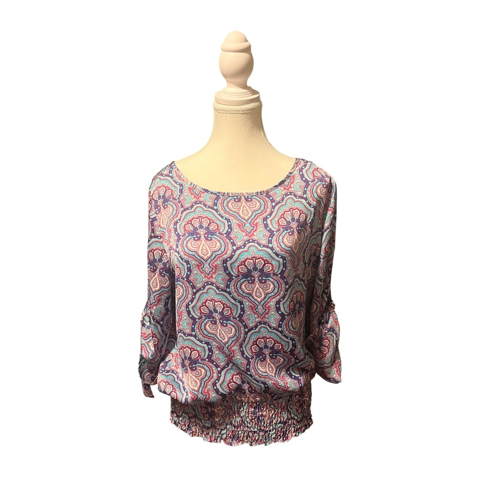 Michael Kors Pink Blue Paisley Print Blouse